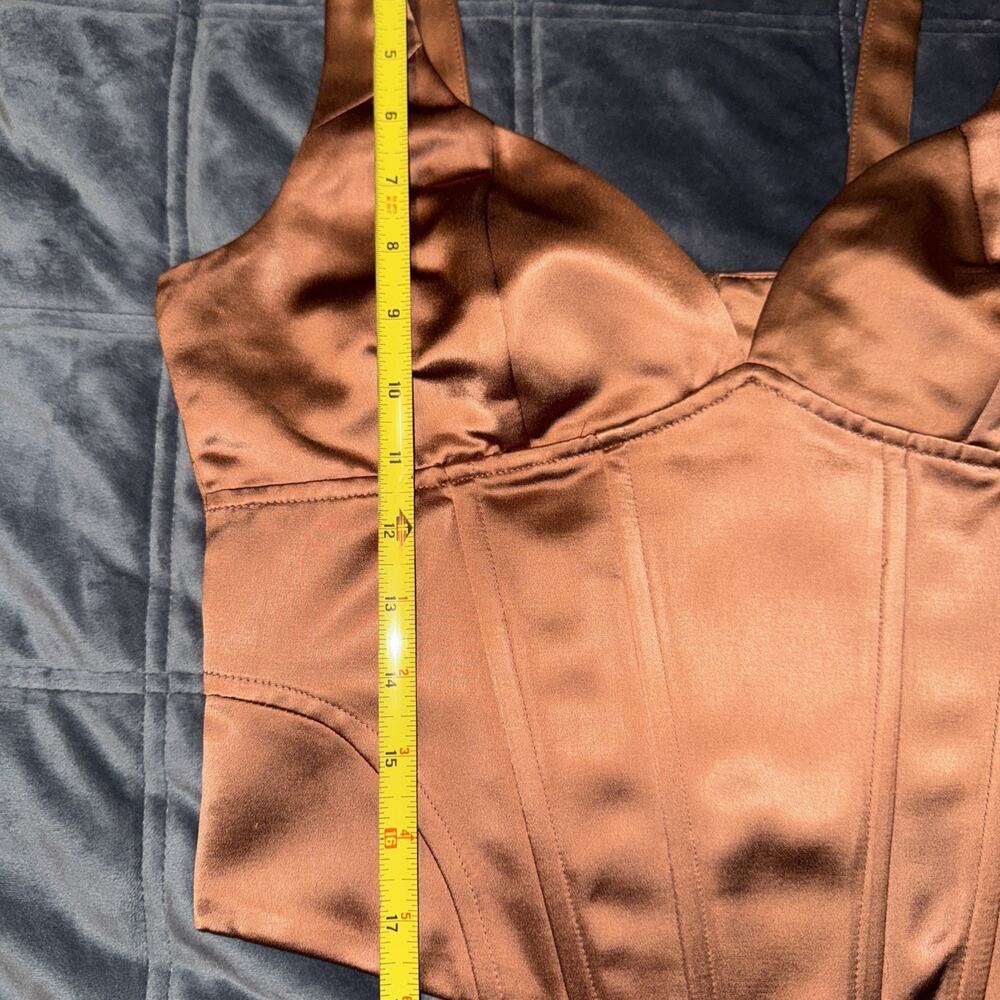 Jason Wu Copper Brown Bustier Corset Sz S Burlesque Shiny Satin Party Top EUC - Picture 9 of 9